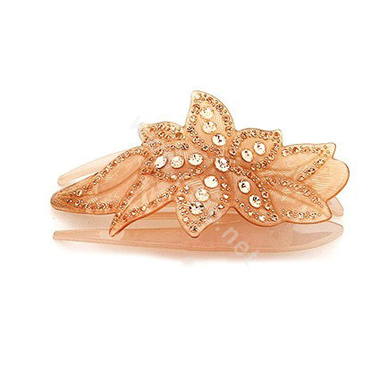 Hair Jewelry Rhinestone Crystal Flower Hairpin Hair Clip Claw Clamp - Champagne