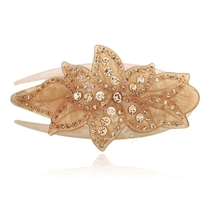 Hair Jewelry Rhinestone Crystal Flower Hairpin Hair Clip Claw Clamp - Champagne