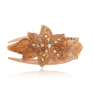Hair Jewelry Rhinestone Crystal Flower Hairpin Hair Clip Claw Clamp - Coffee