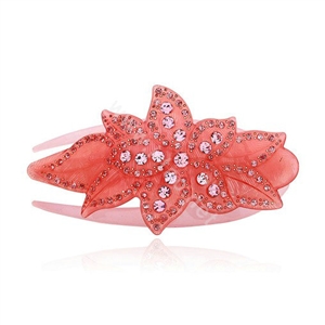 Hair Jewelry Rhinestone Crystal Flower Hairpin Hair Clip Claw Clamp - Pink