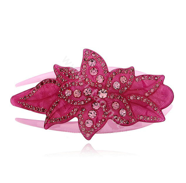 Hair Jewelry Rhinestone Crystal Flower Hairpin Hair Clip Claw Clamp - Purple