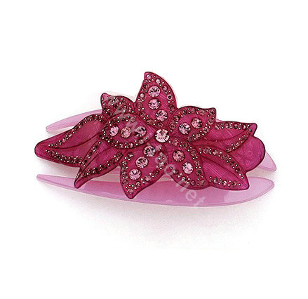 Hair Jewelry Rhinestone Crystal Flower Hairpin Hair Clip Claw Clamp - Purple