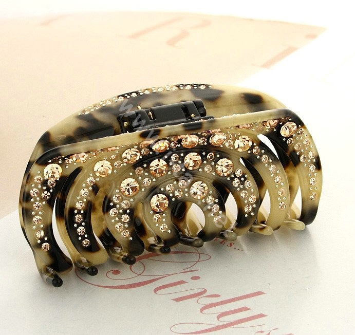 Hair Jewelry Rhinestone Crystal Full Diamond Hair Clip Clamp Claw - Black