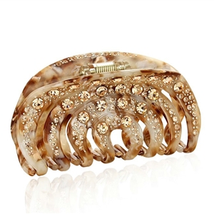 Hair Jewelry Rhinestone Crystal Full Diamond Hair Clip Clamp Claw - Champagne