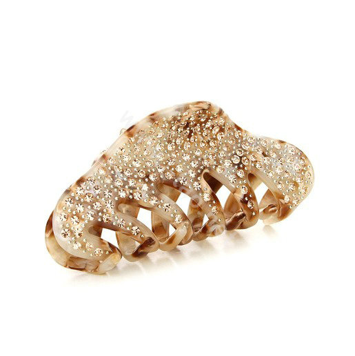 Hair Jewelry Rhinestone Crystal Full Diamond Hair Clip Claw Clamp - Champagne