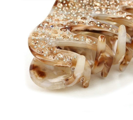Hair Jewelry Rhinestone Crystal Full Diamond Hair Clip Claw Clamp - Champagne