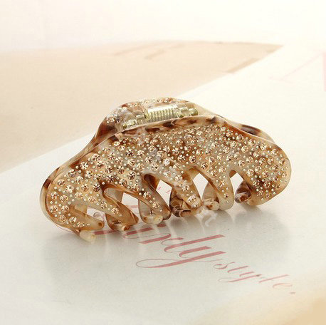 Hair Jewelry Rhinestone Crystal Full Diamond Hair Clip Claw Clamp - Champagne