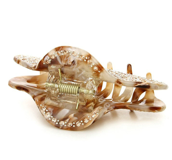 Hair Jewelry Rhinestone Crystal Full Diamond Hair Clip Claw Clamp - Champagne