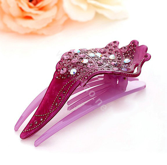 Hair Jewelry Rhinestone Crystal Ice cream Hairpin Hair Clip Claw Clamp - Purple