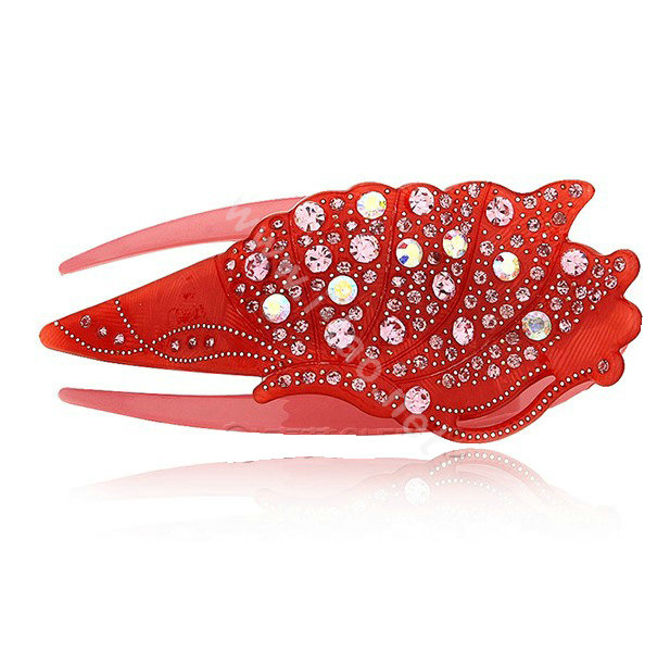 Hair Jewelry Rhinestone Crystal Ice cream Hairpin Hair Clip Claw Clamp - Red