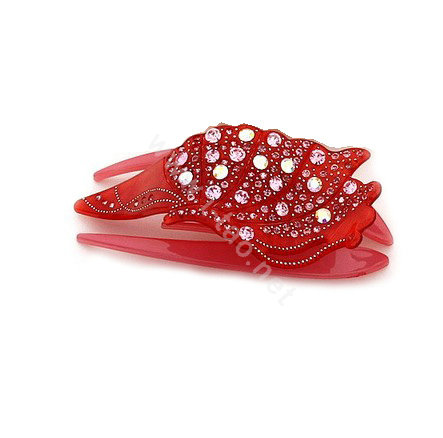Hair Jewelry Rhinestone Crystal Ice cream Hairpin Hair Clip Claw Clamp - Red