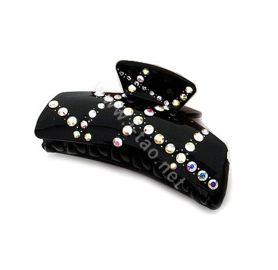 Hair Jewelry Rhinestone Crystal Resin Hair Clip Claw Clamp - Black