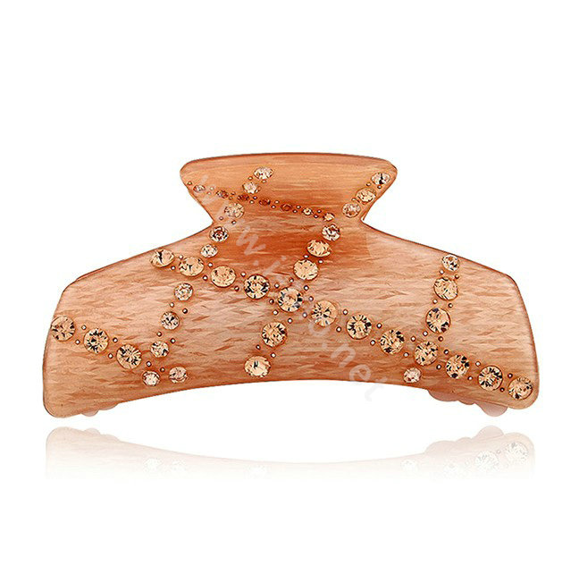 Hair Jewelry Rhinestone Crystal Resin Hair Clip Claw Clamp - Champagne