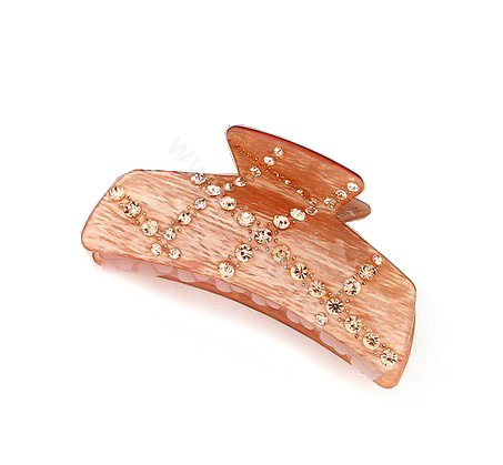 Hair Jewelry Rhinestone Crystal Resin Hair Clip Claw Clamp - Champagne