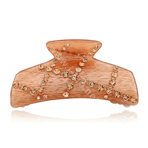Hair Jewelry Rhinestone Crystal Resin Hair Clip Claw Clamp - Champagne