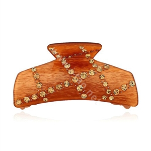 Hair Jewelry Rhinestone Crystal Resin Hair Clip Claw Clamp - Coffee