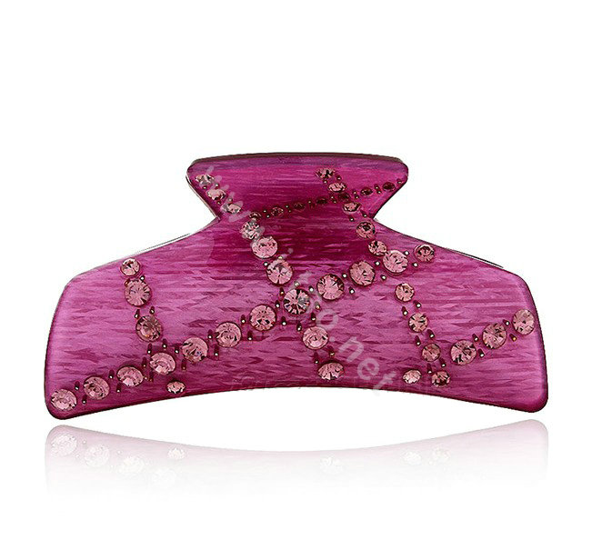 Hair Jewelry Rhinestone Crystal Resin Hair Clip Claw Clamp - Purple