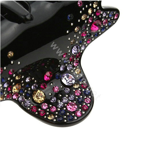 Hair Jewelry Rhinestone Crystal Starfish Hair Clip Claw Clamp - Black