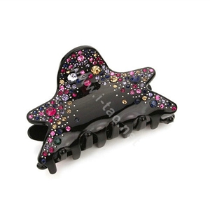 Hair Jewelry Rhinestone Crystal Starfish Hair Clip Claw Clamp - Black