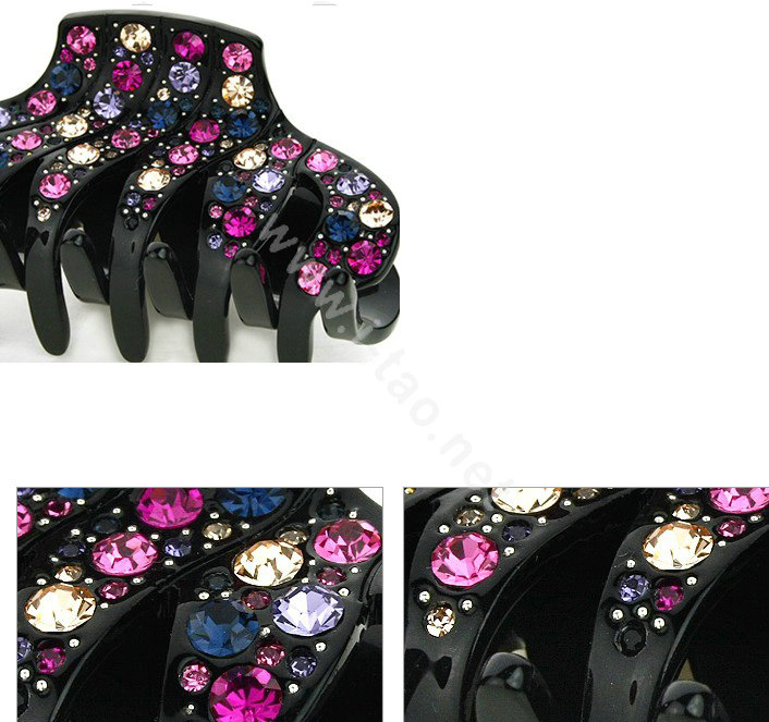 Hair Jewelry Rhinestone Crystal Woman Hair Clip Claw Clamp - Black