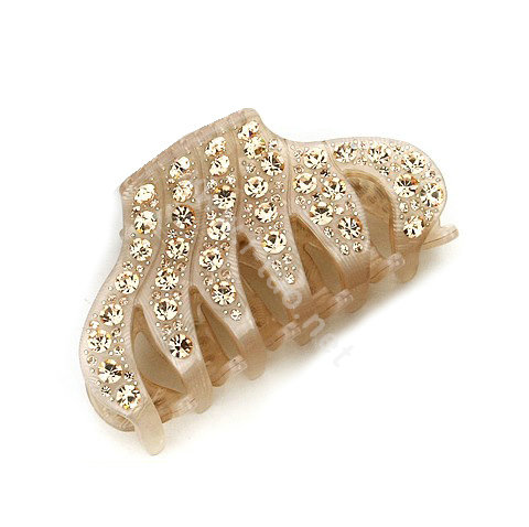 Hair Jewelry Rhinestone Crystal Woman Hair Clip Claw Clamp - Champagne