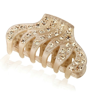 Hair Jewelry Rhinestone Crystal Woman Hair Clip Claw Clamp - Champagne