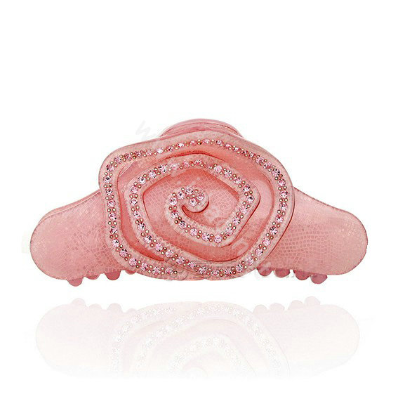 Hair Jewelry Ring Diamond Crystal Rhinestone Hair Clip Claw Clamp - Pink