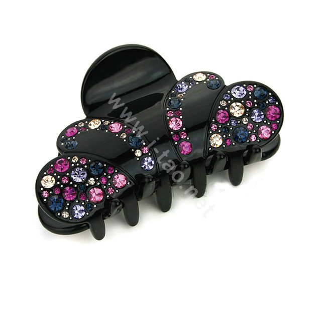 Hair Jewelry Sparkly Crown Crystal Rhinestone Hair Clip Claw Clamp - Black