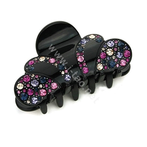 Hair Jewelry Sparkly Crown Crystal Rhinestone Hair Clip Claw Clamp - Black