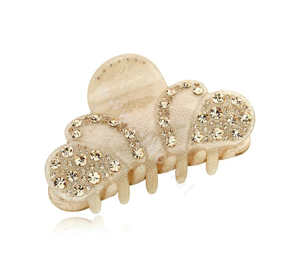Hair Jewelry Sparkly Crown Crystal Rhinestone Hair Clip Claw Clamp - Champagne