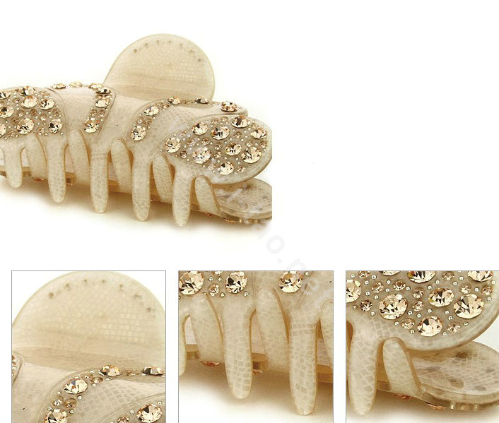 Hair Jewelry Sparkly Crown Crystal Rhinestone Hair Clip Claw Clamp - Champagne