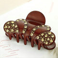 Hair Jewelry Sparkly Crown Crystal Rhinestone Hair Clip Claw Clamp - Coffee