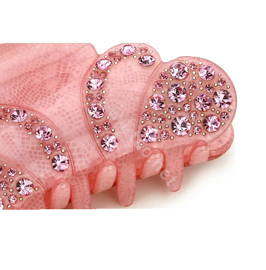Hair Jewelry Sparkly Crown Crystal Rhinestone Hair Clip Claw Clamp - Pink
