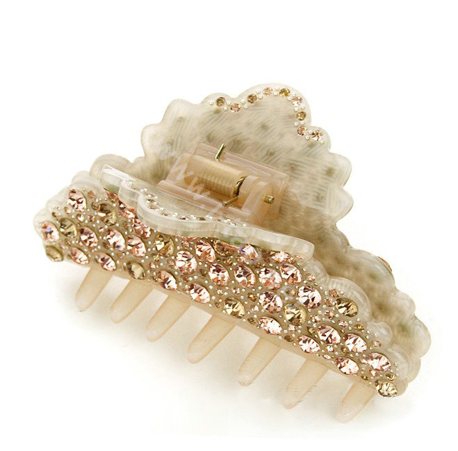 Hair Jewelry Sparkly Crystal Full Rhinestone Hair Clip Claw Clamp - Champagne