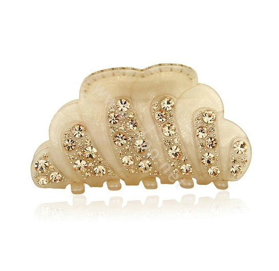 Hair Jewelry Sparkly Crystal Rhinestone Hair Clip Claw Clamp - Champagne
