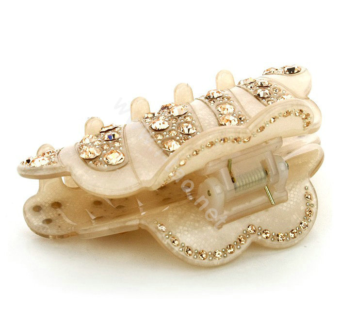 Hair Jewelry Sparkly Crystal Rhinestone Hair Clip Claw Clamp - Champagne