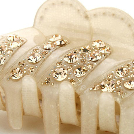 Hair Jewelry Sparkly Crystal Rhinestone Hair Clip Claw Clamp - Champagne