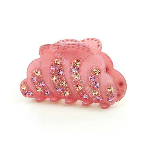 Hair Jewelry Sparkly Crystal Rhinestone Hair Clip Claw Clamp - Pink