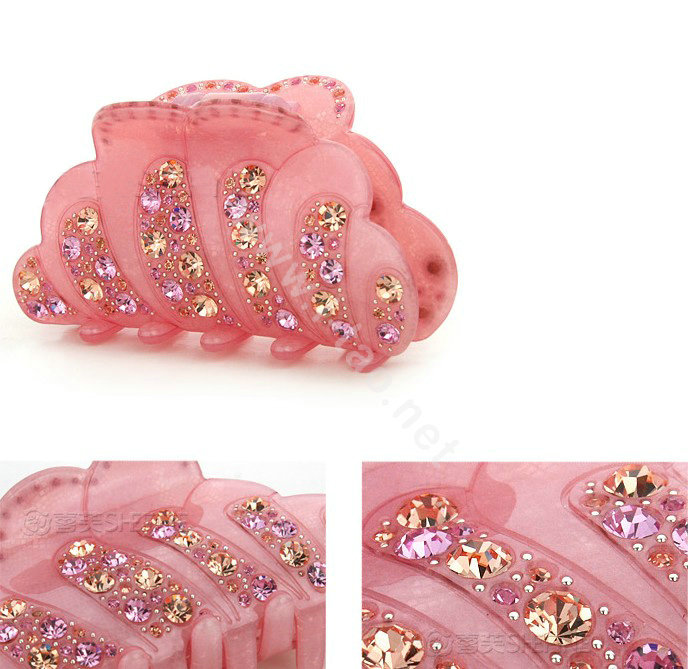 Hair Jewelry Sparkly Crystal Rhinestone Hair Clip Claw Clamp - Pink