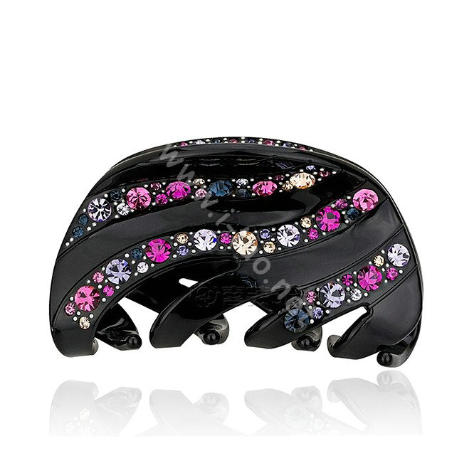Hair Jewelry Sparkly Diamond Crystal Rhinestone Hair Clip Claw Clamp - Black