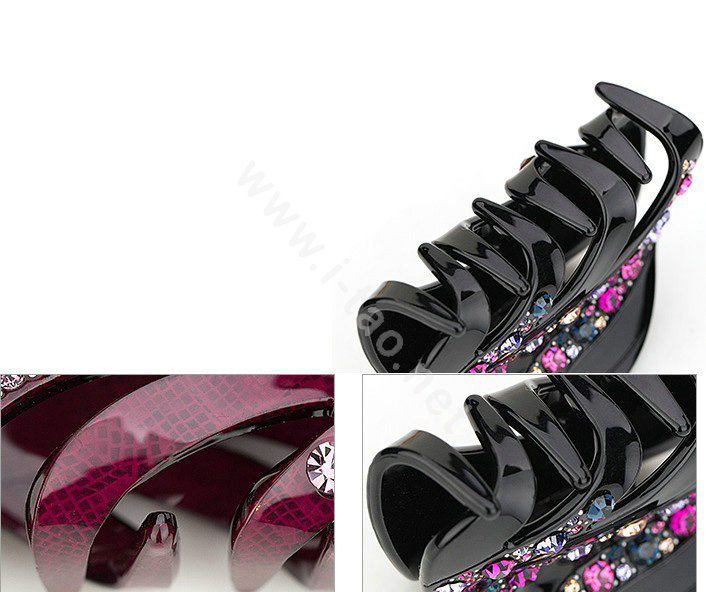 Hair Jewelry Sparkly Diamond Crystal Rhinestone Hair Clip Claw Clamp - Black