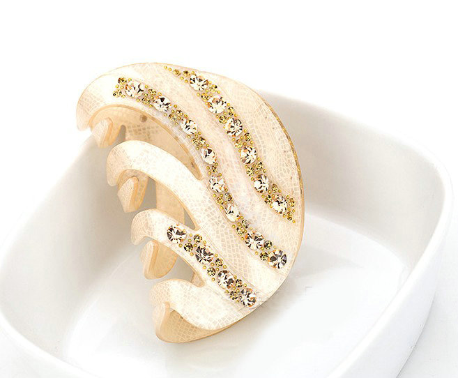 Hair Jewelry Sparkly Diamond Crystal Rhinestone Hair Clip Claw Clamp - Champagne