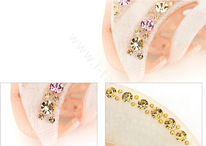 Hair Jewelry Sparkly Diamond Crystal Rhinestone Hair Clip Claw Clamp - Pink