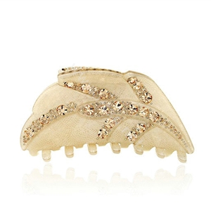 Hair Jewelry Tree leaf Rhinestone Crystal Hair Clip Claw Clamp - Champagne
