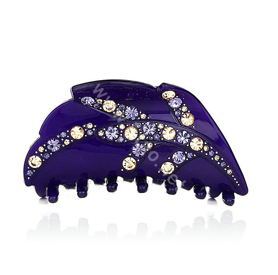 Hair Jewelry Tree leaf Rhinestone Crystal Hair Clip Claw Clamp - Purple