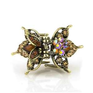 Retro Hair Jewelry Rhinestone Crystal Metal Hair Clip Claw Clamp - Champagne
