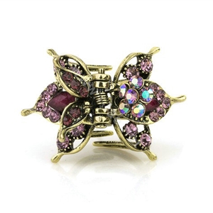 Retro Hair Jewelry Rhinestone Crystal Metal Hair Clip Claw Clamp - Purple