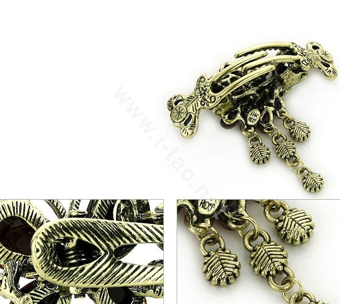 Retro Sparkly Crystal Peacock Metal Hair Barrette Clip Hair Claw Clamp - Multicolor