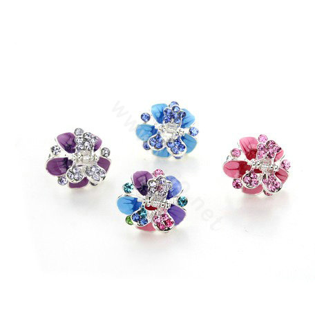 Sparkly Crystal Flower Metal Rhinestone Hair Clip Claw Clamp - Blue