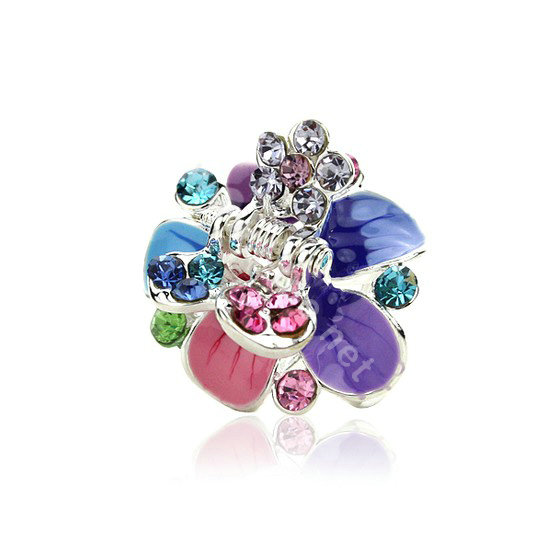 Sparkly Crystal Flower Metal Rhinestone Hair Clip Claw Clamp - Multicolor